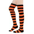 thumbnail image 2 of Zando 3 Pairs Halloween Thigh High Socks for Women Striped Over the Knee Halloween Socks Long Boot Stockings Leg Warmers, 2 of 5