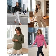 Cuteduck Womens Waffle Knit Tops Henley Casual Shirts Long Sleeve V Neck Solid Color Casual Tunic Tops S-XXL