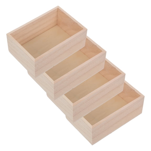 OULII Light Yellow Rustic Wood Crates for Storage and Decorative Use 4Pcs
