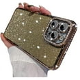 thumbnail image 5 of for iPhone Case,Glitter Crystal Diamend Rhinestone Sparkle Sparkly Bumper Camera Lens Protection Soft Shockproof Phone Case (Rose Gold,iPhone 15), 5 of 5