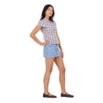 thumbnail image 3 of Forever 21 Women's Poplin Button Down Collared Shirt with Self Tie Back, Short Sleeve Fitted Top, Lightweight Casual Everyday Style, Pink, XXS-XXL, 3 of 5