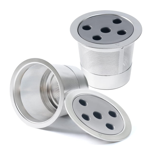 2 Pack Stainless Steel Reusable K Cups for K eurig Supreme & Supreme Plus/K Slim/K-Duo Gen2/K-Brew Chill, Five Hole Universal K-eurig Refillable Coffee pod Filter with MultiStream