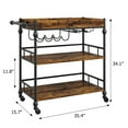 thumbnail image 5 of Wine service bar cart 3-story large household cart, rolling wine rack with wheels mobile kitchen service cart, industrial service cart with detachable tray for kitchen living room and dining room, 5 of 9