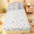 thumbnail image 4 of Erosebridal Boho Rainbow Zipper Twin Comforter Sets with Fitted Sheet and 2 Pillowcases for Girls, HDrawn Heart Print Zipper Bedding Set, White Pink, Polkadot Reversible, 4 Pieces, 4 of 7