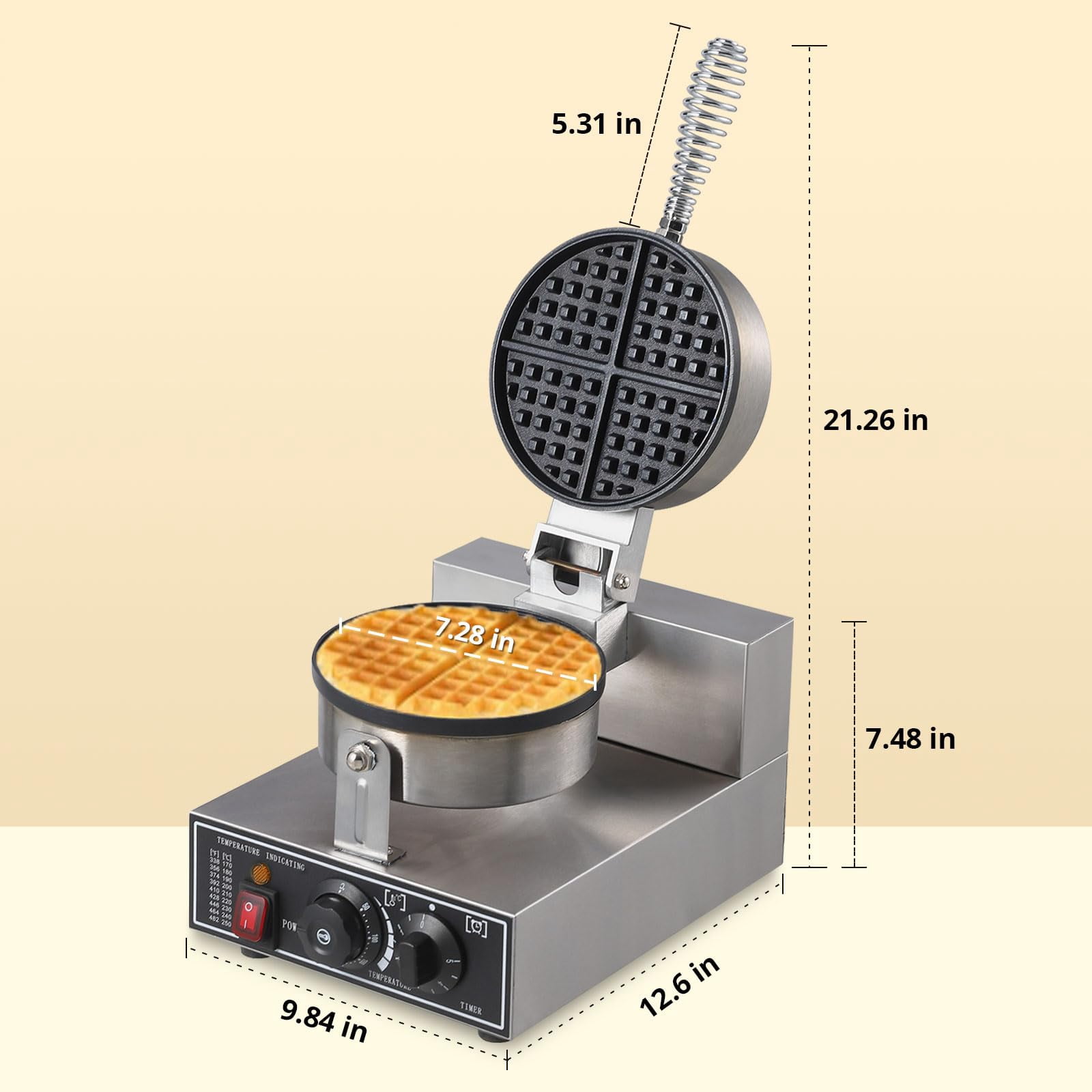Towallmark 1300W Waffle Maker – Commercial Egg Roll and Cone Machine with Nonstick Mold