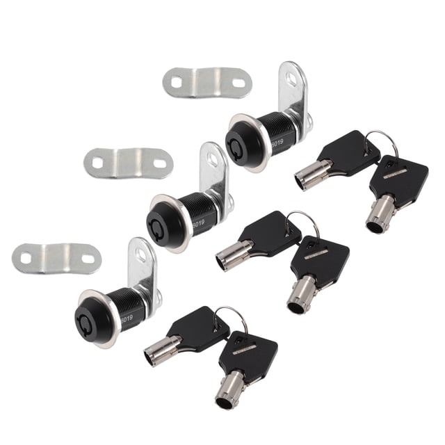 Juego de 3 cerraduras para autocaravana de 7/8 pulgadas con 6 llaves, cerraduras de puerta de almacenamiento para archivador, caja de herramientas, color negro