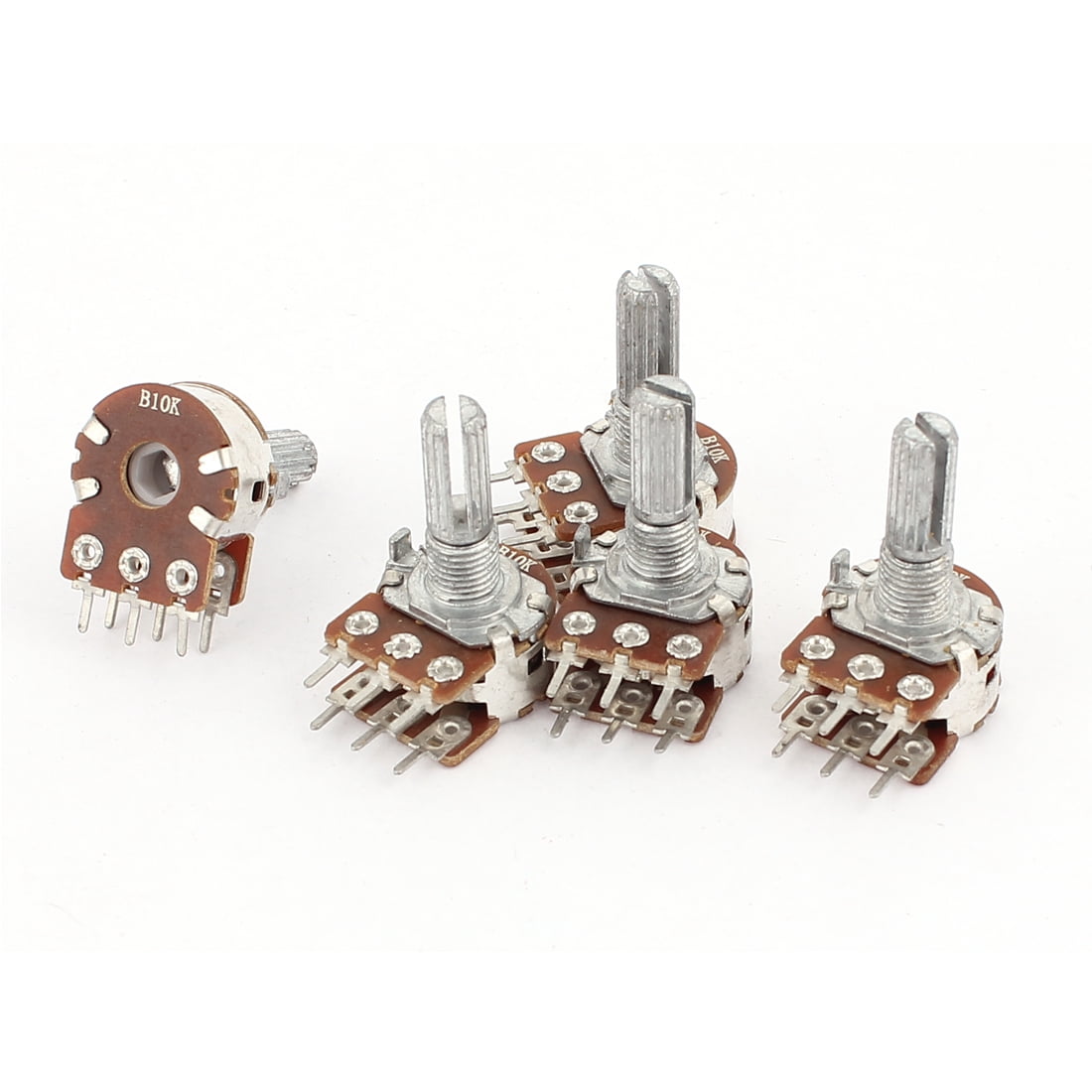 5 Pcs B10K Type B 10K Ohm 6 Terminal Dual Linear Variable Rotary