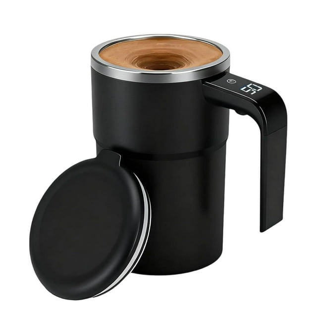 Qiweii Smart Temperature Sensing Magnetic Self Stirring Mug with USB Cable,Automatic Mixing Cup for Home and Office Drinking,Home Dining Accessory