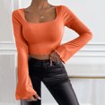 thumbnail image 2 of Womens Work Shirts Long Sleeve Crop Tops Custom Active Yoga Fitness Sports Fall Clothes for Women Tees Blouses, 2 of 8