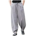 thumbnail image 2 of asjyhkr Plus Size Men Sweatpants Wide Leg Elastic Drawstring Beach Gym Pants with Pockets,M-5XL, 2 of 6