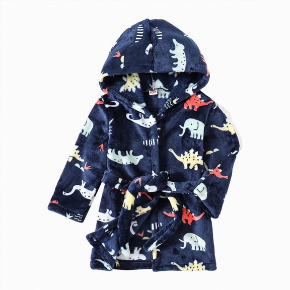 NIEWTR Kids Hooded Bathrobe Girls Soft Plush Hooded Flannel Pajamas Sleepwear Boys Spa Robe 3T 4T 5T 6T 7T 8T(1-2 Years)
