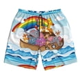 thumbnail image 4 of Bixox Men's Rainbow Animals on Noah's Ark printing Casual Classic Fit Short Summer Beach Shorts, 4 of 6