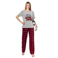 thumbnail image 4 of LuLiaMenton Matching Couples Christmas Pajamas Mama Papa Red Plaid Short Sleeve Long Pants Set, 4 of 6