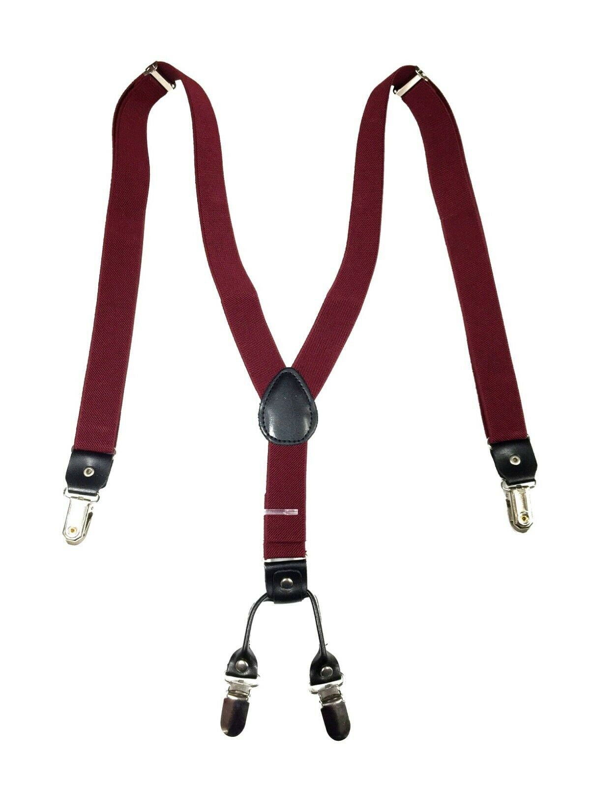 4-Clips Burgundy Suspender Adults Men Women Teens Wedding Formal Durable Suspenders