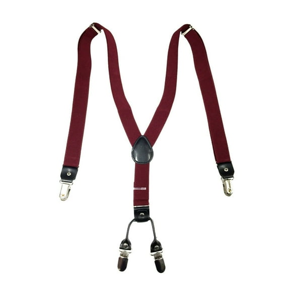 4-Clips Burgundy Suspender Adults Men Women Teens Wedding Formal Durable Suspenders