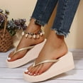 thumbnail image 2 of Flip Flop Sandals for Women 2025 Platform Wedge Memory Foam Beach Thong Slippers Waterproof Slides, 2 of 7