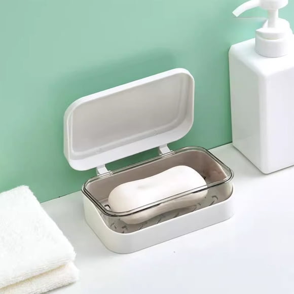 Meitianfacai Soap Stand Soap Dish With Drainage Soap Box Soap Stand Portable Bathroom Handy Sanitizer Box Box Bathroom Shower Household Soap Box, White