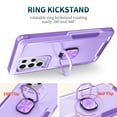 thumbnail image 6 of Feishell Back Case Fit for Samsung Galaxy S23 Ultra,Shock Resistant Hybrid 3-In-1 Rotatable Finger Ring Kickstand Support Magnetic Car Mount Anti-Scratch Protective Phone Cover,Purple, 6 of 7