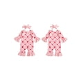 thumbnail image 2 of BemeyourBBs Newborn Baby Girl Valentine Day Outfits Rose Heart Romper Ruffle Long Sleeve Jumpsuit with Headband Flare Pants Spring Clothes, 2 of 9