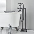 thumbnail image 2 of Oil Rubbed Bronze Bathtub Shower Faucet Floor Mount Freestanding Waterfall Tub Filler Mixer, 2 of 10
