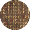 thumbnail image 1 of Ahgly Company Indoor Round Abstract Brown Modern Area Rugs, 8' Round, 1 of 4