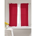 thumbnail image 3 of Pure Red Curtains 54 Inch Length, Sheer Curtains for Bedroom Living Room Window Simple Solid Color Rod Pocket Voile Drapes Kitchen Curtains Small Half Window 52"x54" 2 Panels, 3 of 7