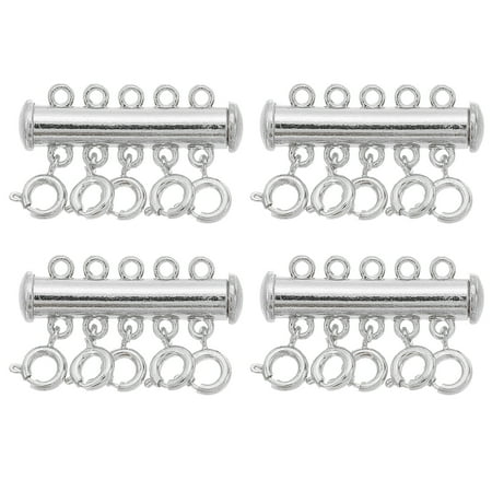 Uxcell Layering Necklace Clasp 4Pack 5 Strands Slide Magnetic Tube Lock Clasp  Silver