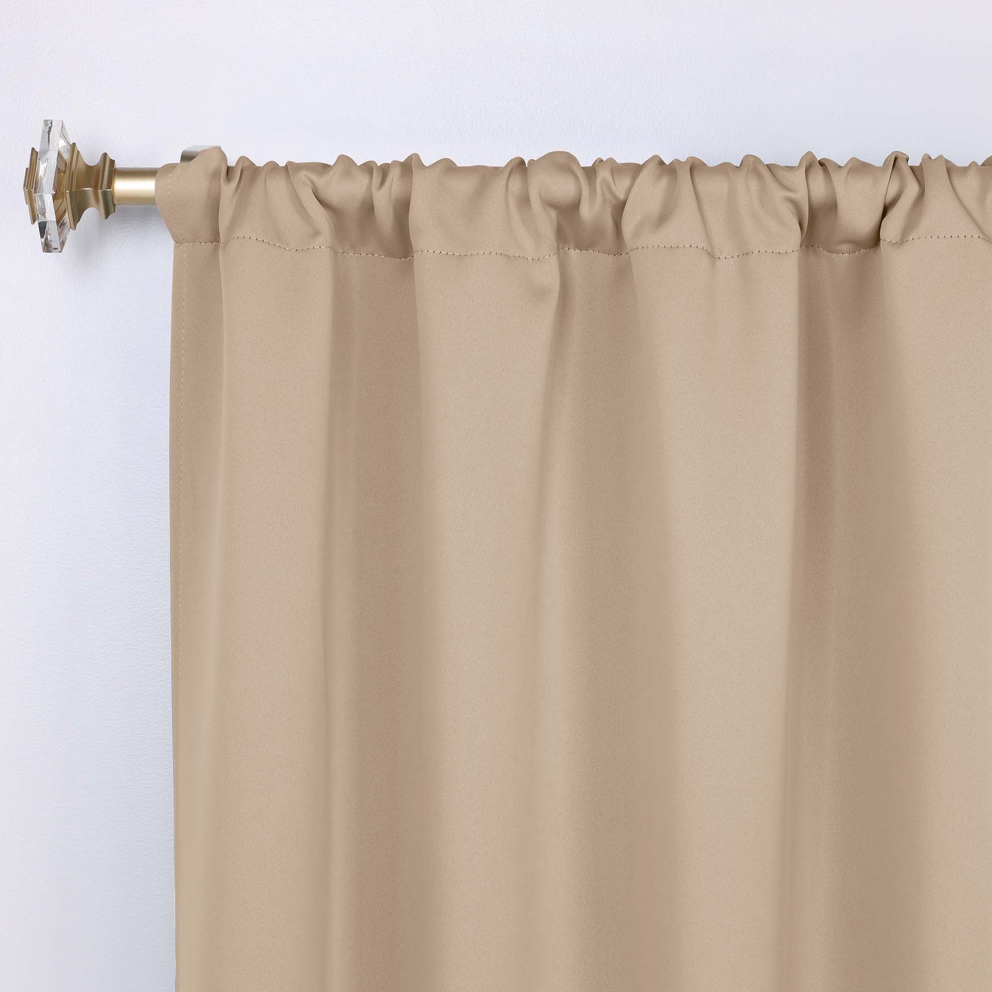 Superior Blackout Solid Light Filtering Rod pocket Curtain Panel Set, 36" x 63", Smoked Ash