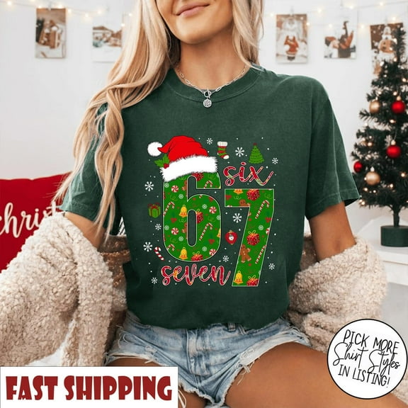 Preppy 67 Christmas Shirt, Six Seven Holiday Tee, Funny Festive Christmas Long Sleeve , Red Green Xmas Shirt