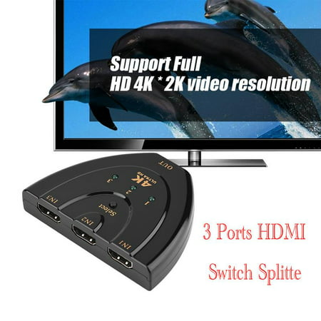 Ymiko HDMI Switch Splitter 3 in 1 Out UltraHD 4K x 2K Switcher Supports 3D 1080P HD for HDTV PS4 Xbox,hdmi switch, 3 in 1 out hdmi