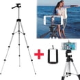 thumbnail image 1 of Greensen Lightweight Universal Camera Tripod Stand Aluminum Adjustable Folding Projector Mount Stand Support for Smartphone Cell Phone with Carrying Bag (Silver), 1 of 9