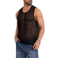thumbnail image 4 of INSPIRE CHIC Men's Hollow Mesh Sleeveless Round Neck Club Knitted Sheer Vest M Black, 4 of 5