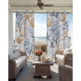 thumbnail image 2 of Summer Blue Blackout Curtains for Bedroom Living Room, Yellow Coral Shell Starfish Ocean Marine Life 72 In Long Thermal Insulated Room Darkening Drapes Grommet Window Treatments, 52 x 72 In, 2 of 9