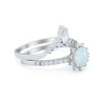 thumbnail image 2 of Two Piece Art Deco Round Bridal Set Ring Lab Created White Opal 925 Sterling Silver Size 5, 2 of 5