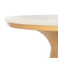 SAFAVIEH Mila Modern Pedestal Coffee Table, White Marble/Brass
