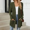 thumbnail image 2 of UJNDER 2025 Autumn Mid Long Cardigan for Women Casual Long Sleeve Knitted Sweater with Pocket Army Green S, 2 of 9
