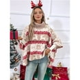 thumbnail image 5 of Women's Christmas Sweaters Snowflake Pattern Batwing Long Sleeve Loose Knit Poncho Sweater Pink L, 5 of 10