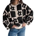 thumbnail image 2 of Women'S Floral Pattern Crewneck Long Sleeve Drop Shoulder Sweaters Pullover Tops LC2727402-P403 M, 2 of 7