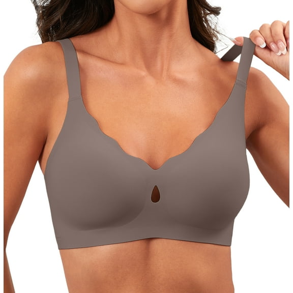 Qylux Wireless Bras for Women No Underwire Push Up Bras Seamless Full Coverage Comfort Lift Support Soft Everyday bra,Grey