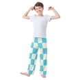 thumbnail image 3 of Blue White Checked Pattern Pajama Pants Soft Lightweight Lounge Pants Bottoms Sleep Pants Warm Comfy, 3 of 9