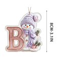 thumbnail image 5 of Purple Snowman Letter Ornament, Flat Acrylic Single Initial Pendant, Xmas Snowman Letter Hanging Decor for Christmas Tree, 5 of 7