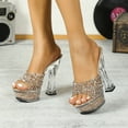 thumbnail image 2 of Glass Hotel Water Diamond Thick Heel Banquet Slippers Women's Summer Waterproof Platform Thick Sole Sexy CrystalLFD, 2 of 6