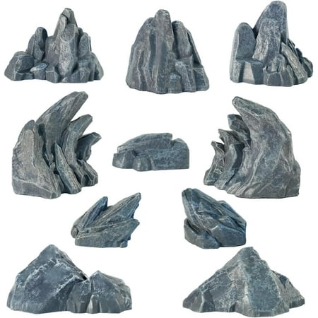 10 Pcs Simulation Rockery Diorama Rocks Stone for Diorama Supplies Miniature Terrain Fairy Garden Zen Garden Accessories Terrarium Decor Tank Aquarium Decoration (Grey)