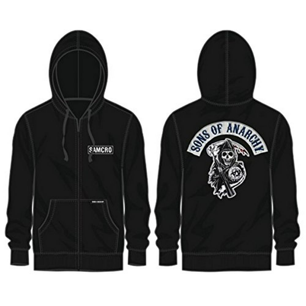 Sons Of Anarchy Sons Of Anarchy Soa Logo Mens Black Zip Up Hoodie