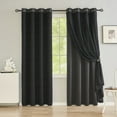 thumbnail image 5 of Flowpartex Mix Matach Grommet Full Blackout Window Curtains for Bedroom Lace Leaf Sheer Panels For Living Room, Black & White, Window Treatment Set of 4,52" W x 84" L, 5 of 7