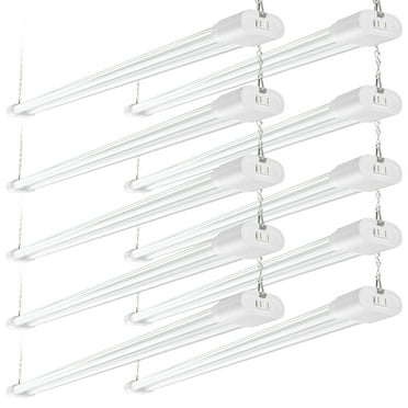 Ensenior 10 Pack Linkable Led Shop Light 4ft for Garage, 4400 High Lumens,5000K Daylight, 48 Inch Utility shop led lights, Surface or Hanging Mount Fixtures, White, ETL Certified