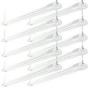 Ensenior 10 Pack Linkable Led Shop Light 4ft for Garage, 4400 High Lumens,5000K Daylight, 48 Inch Utility shop led lights, Surface or Hanging Mount Fixtures, White, ETL Certified