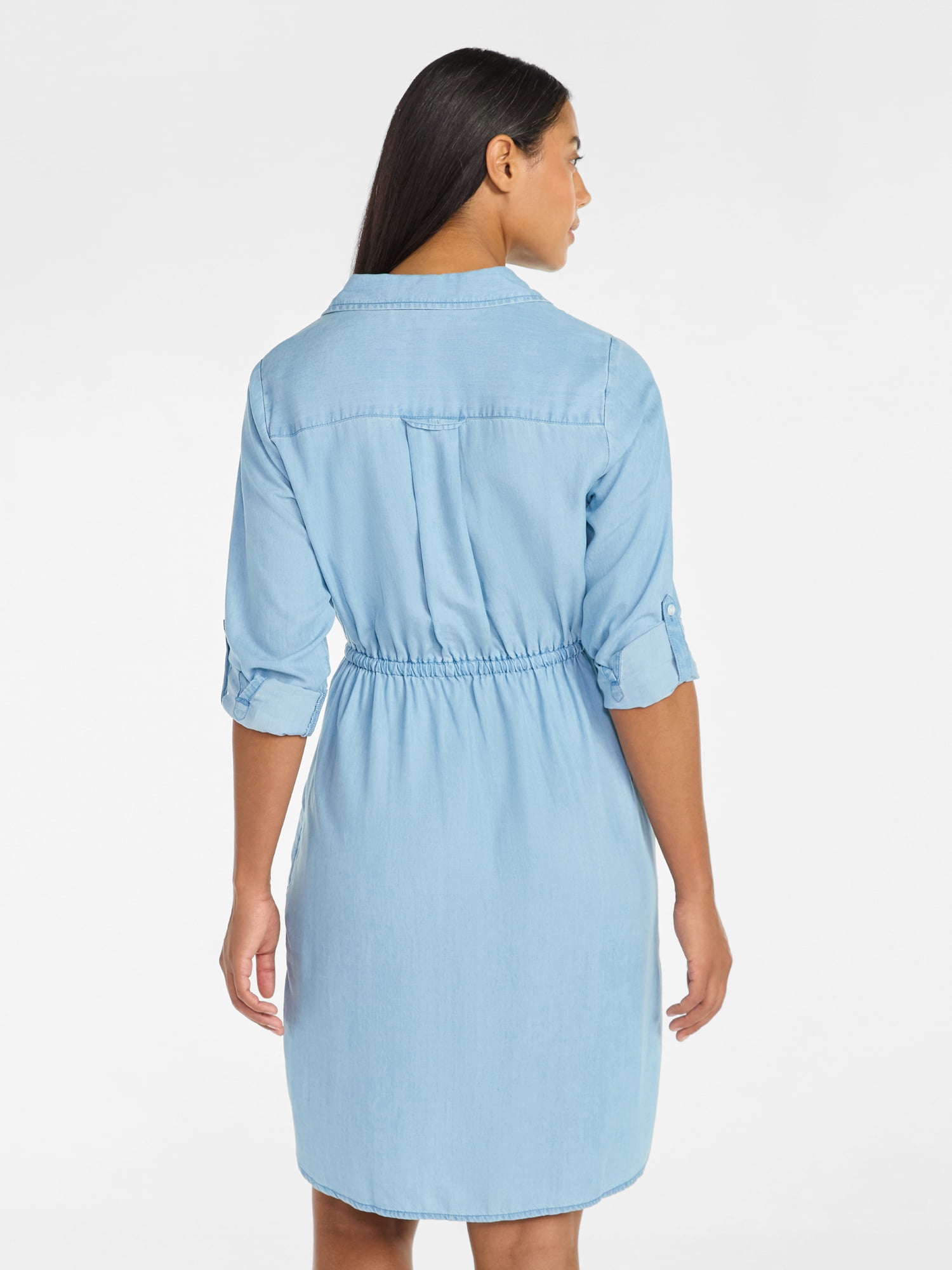 Time and Tru Women’s Soft Chambray Utility Shirt Dress, Sizes XS-XXXL