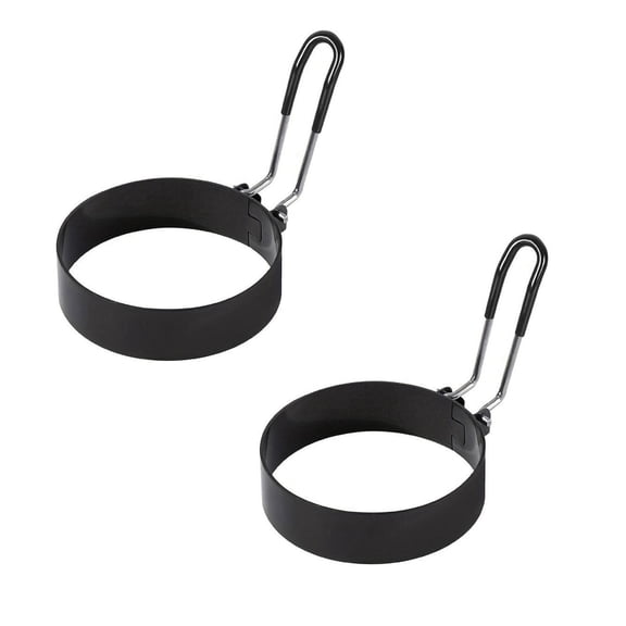 2pcs Non Stick Egg Rings for Frying Pan, Round Egg Cooker Mold with Heat Resistant Handles, Perfect for Sunny Side Up, Omelets, Pancakes, Quick Breakfast, Dishwasher Safe