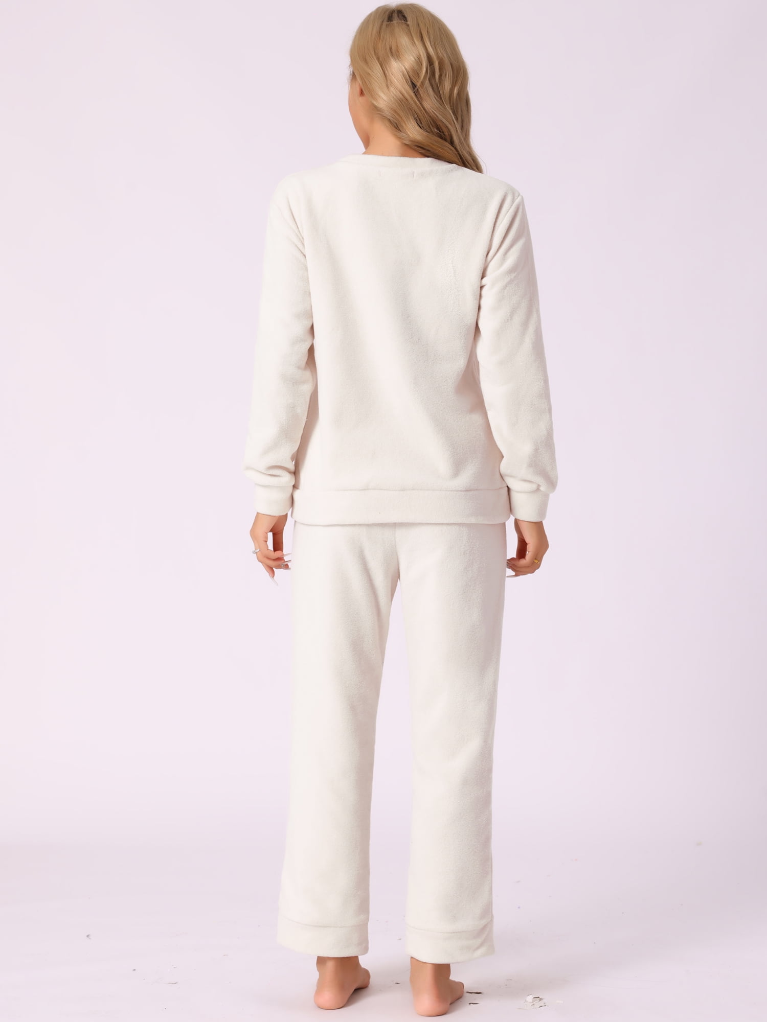 DARING DIVA Women's 2-Piece Fuzzy Flannel Pajama Sets L Beige
